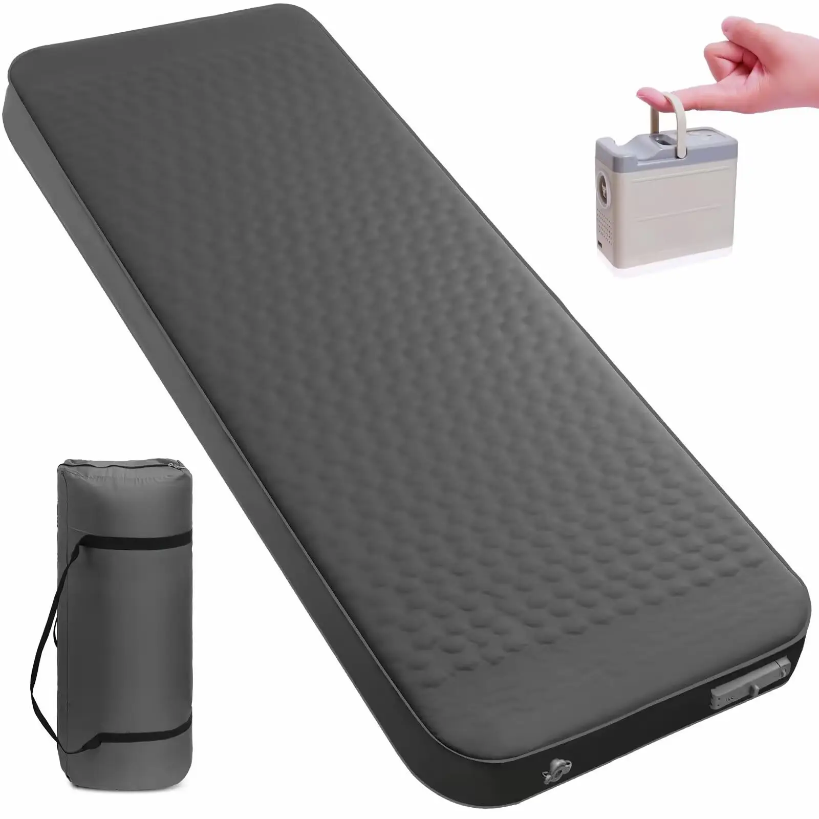 

Ultra-Thick 4-Inch Memory Foam Self-Inflating Sleeping Pad Electric Pump Ultra-Lightweight Modern Camping Mattress for Outdoor