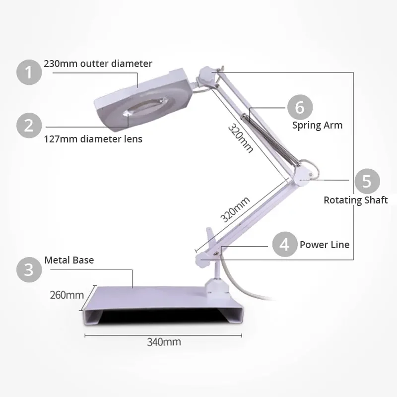 220V 40X Circline LED Lamp Identify Repairing Magnifying Glass Foldable Desktop Metal Workbench Board Magnifier for Soldering