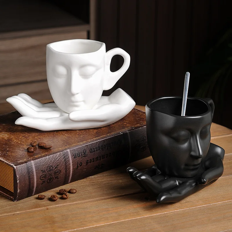 High-temperature ceramic creative abstract art hand-scented coffee cups and saucers personalized gift cups