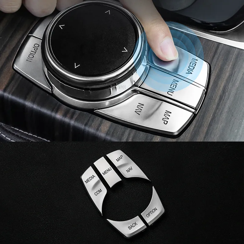 ABS Chrome 5pcs Car Multimedia Switch Buttons Cover Sticker Trim For BMW 5 Series 2018 528 530 540li