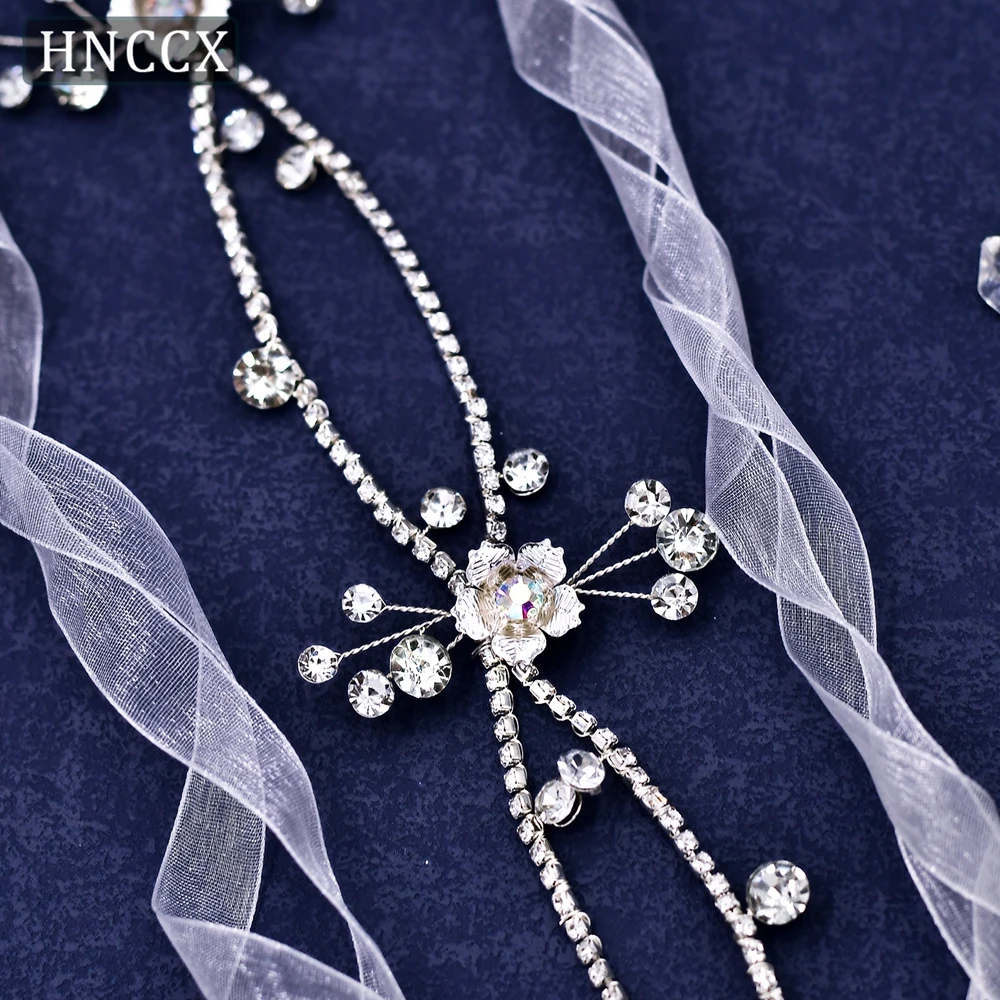 HNCCX Silver Color Rhinestone Alloy Flower Woman Sash Dress Belt Princess Wedding Evening Gown Sash Belt  Accessories CSH548