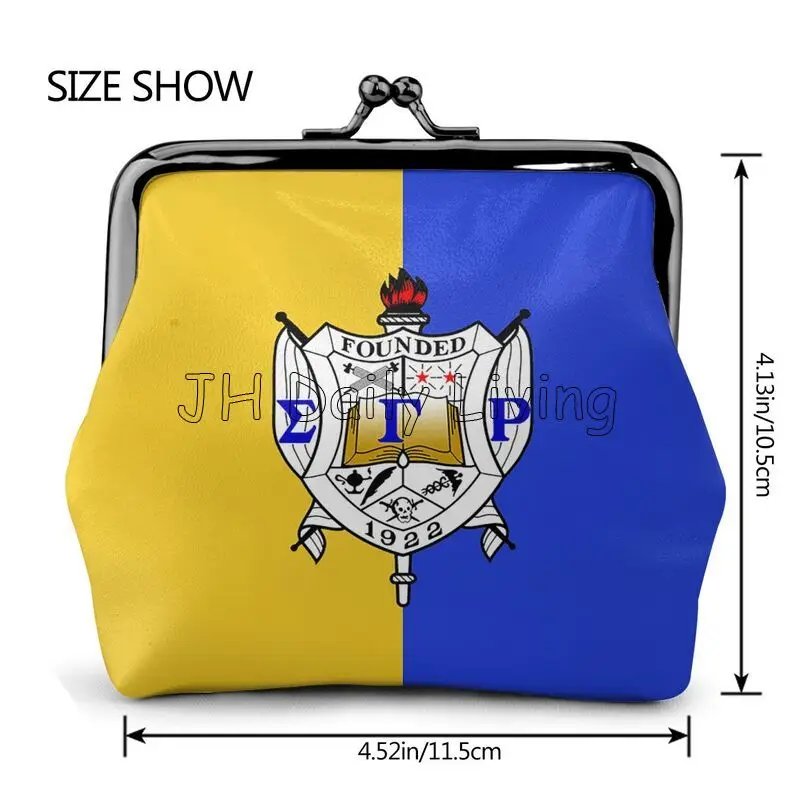 Sigma Gamma Rho 1922 SGR Mini Leather Purse Small Change Pouch with Kiss-Lock Clasp Closure Buckle Wallet for Girls Women Gifts