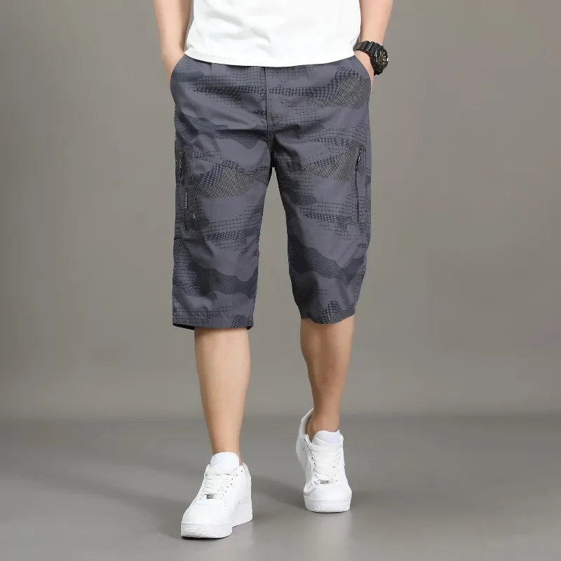 Men's Spring Summer Solid Elastic High Waisted Geometric Camouflage Pockets Casual Sports Loose Trousers Office Lady Pants