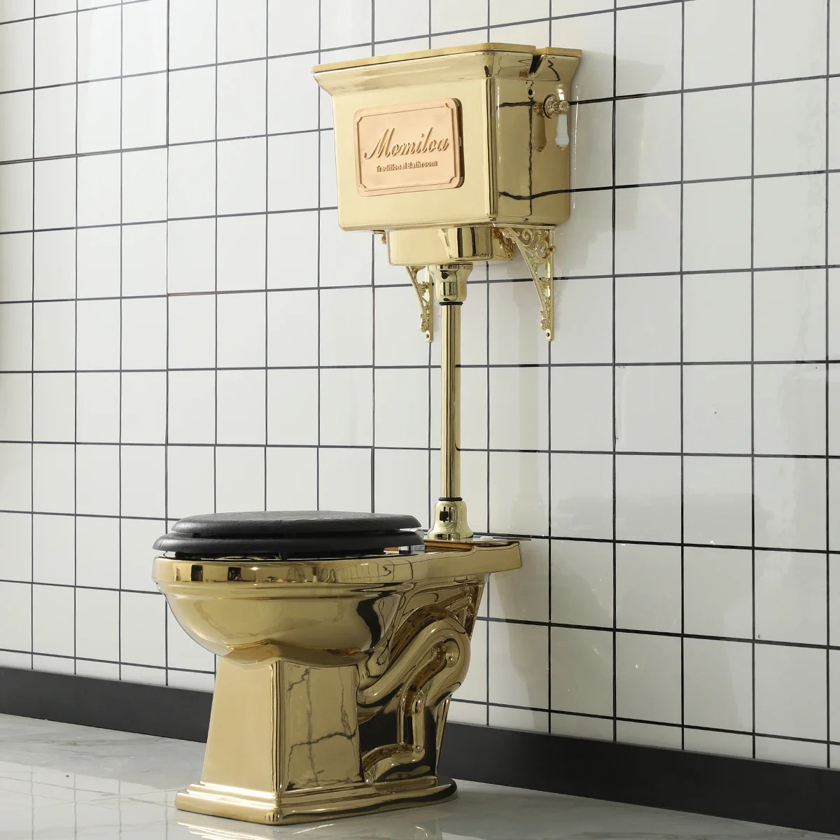 

Metal Plating Toilet High Water Level Drawstring Wall Tank Toilet