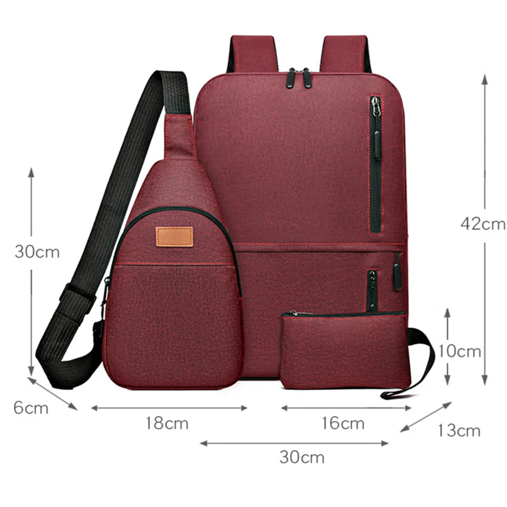 Shoulder Bag Male Student Backpack Travel Bag Leisure Laptop Three-piece Business Computer Bag