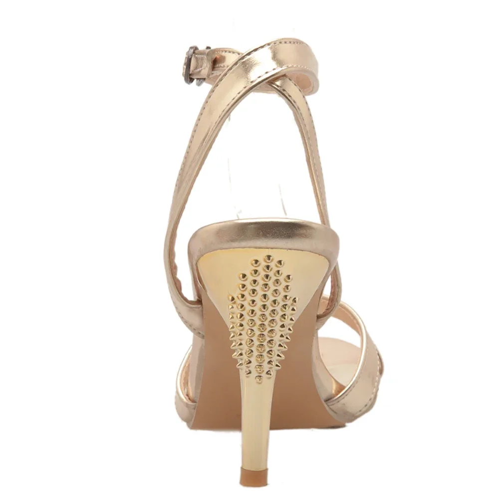 جديد الصيف مريحة الأحمر الفضة النساء الصنادل عالية الكعب الخنجر سيدة Slingback أحذية زائد حجم كبير صغير 32 43 45 47 #5