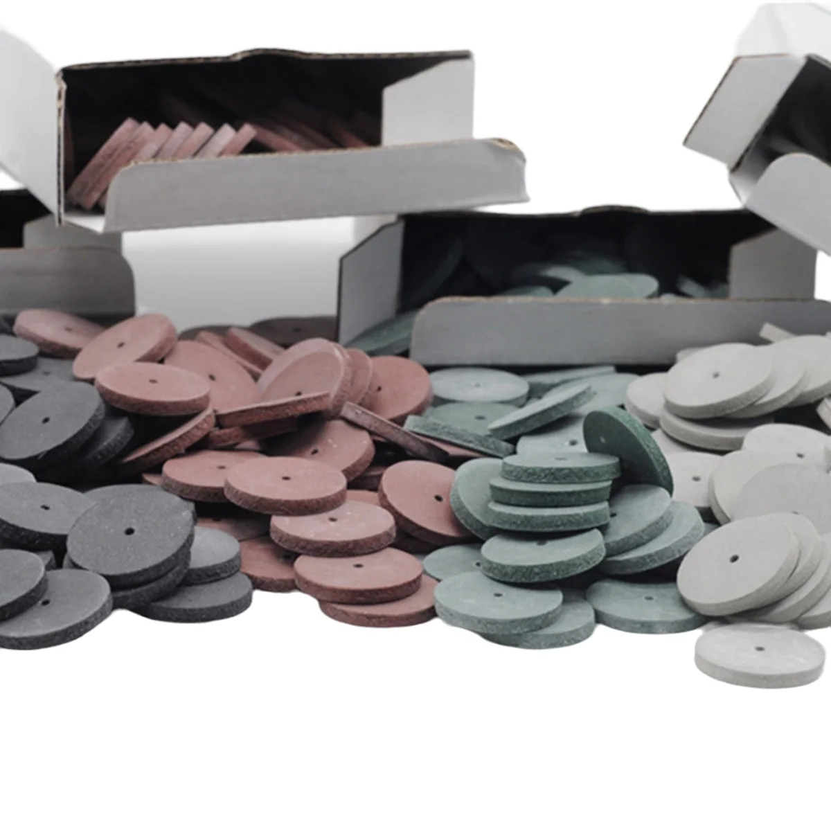 100Pcs Dental Silicone Polishing Wheels Kit 2.35mm Shank Extra Coarse Fine Ultra Fine For Denture Crown Bridge