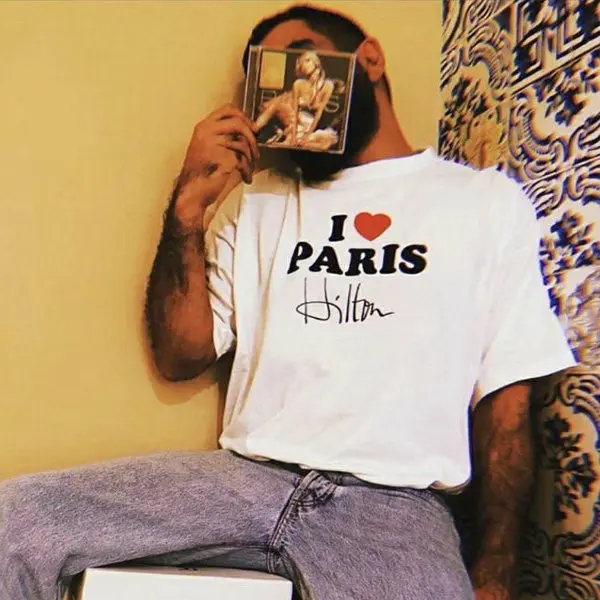 Marca de Ropa Urbana Europea y Americana I LOVE PARIS - Camiseta de Manga Corta con Estampado de Letras para Hombre y Mujer