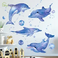 Creative Wall Sticker Dolphin Starry Sky Stikers Kids Room Decoration House Decoration Bedroom Living Room Wall Decor For Home