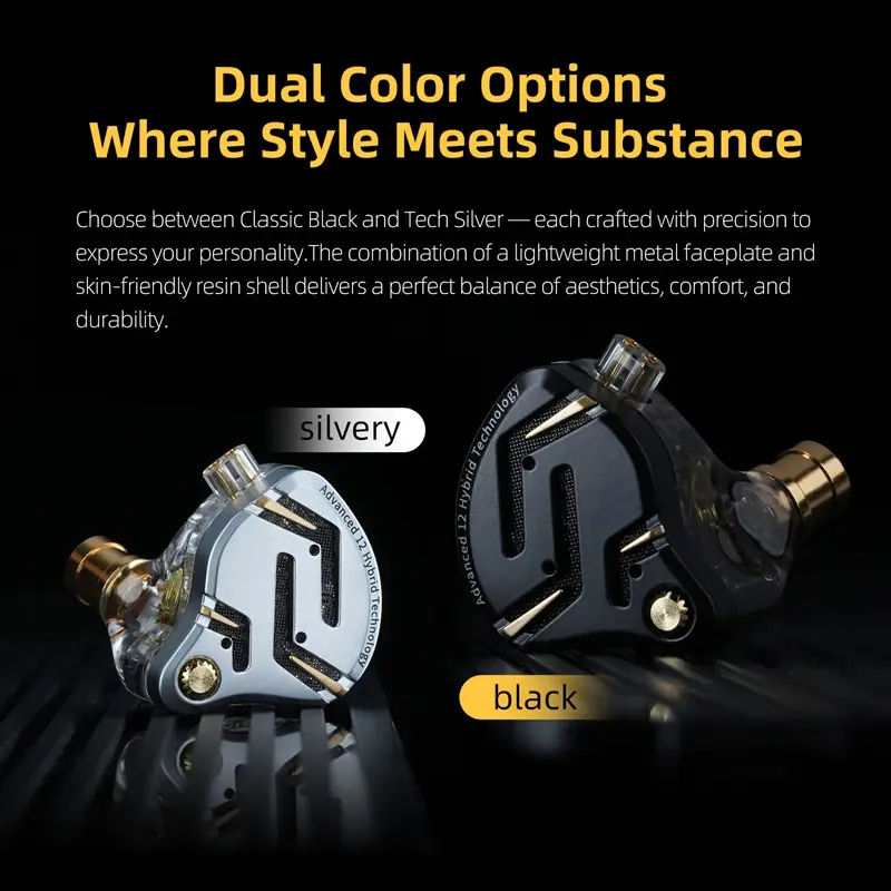 سماعات KZ ZS12 PRO X معدنية 1DD+5BA هاي فاي هجين باس داخل الأذن مراقب سماعات موسيقى رياضية عزل الضوضاء سماعة وصول جديد - 4