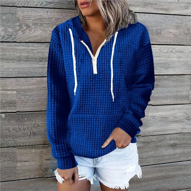 Hoodies New Casual Loose Clothes Loose Women's Tops Pocket Color All-match Long Sleeves Drawstring Pullover Sweatshirts For Lady