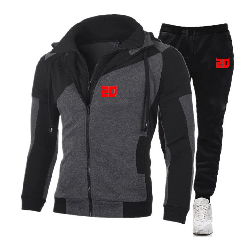 

2026 Fabio Quartararo Motorcycle Rider Autumn And Winter Man's New Diagonal Zipper Set Hoodies + Sweatpant Two-piece Suit