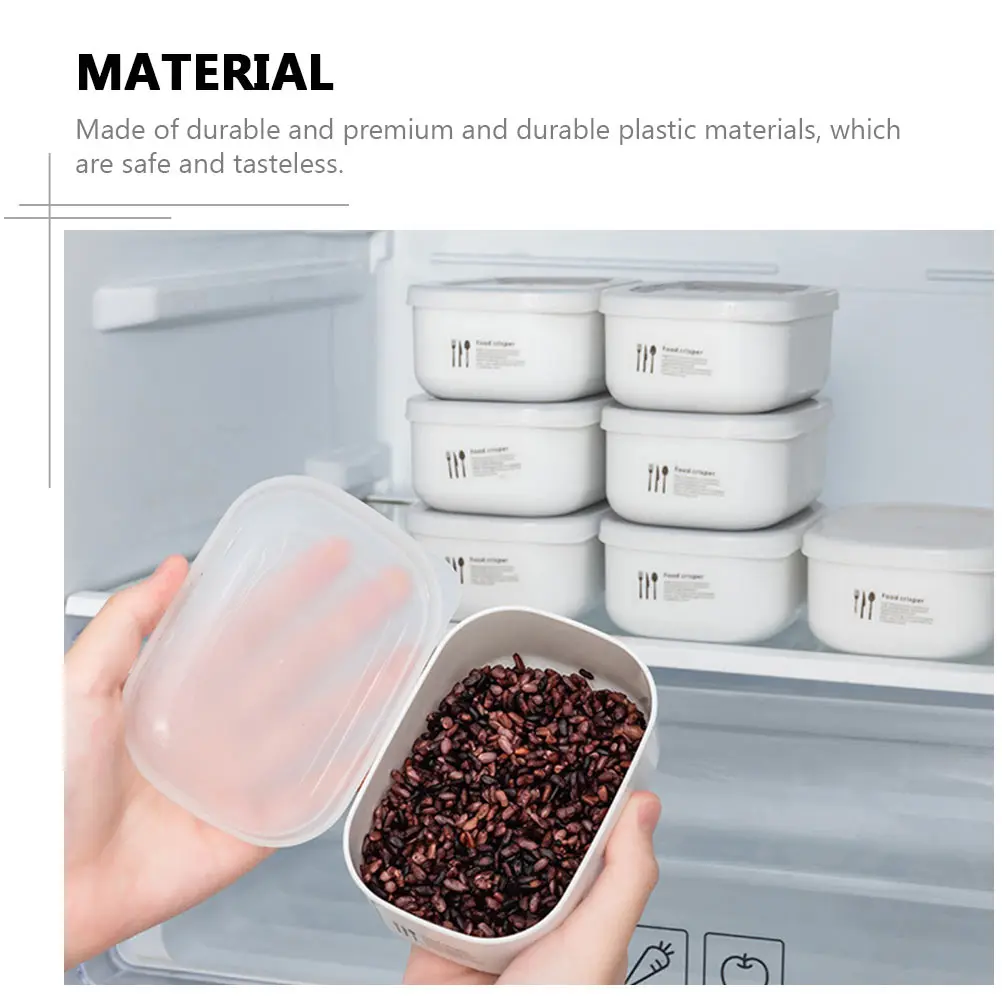 

4pcs Rice Storage Box Food Grade Plastic Leak Proof Containers Fresh Keeping White s Snack Safe Heat Resistant