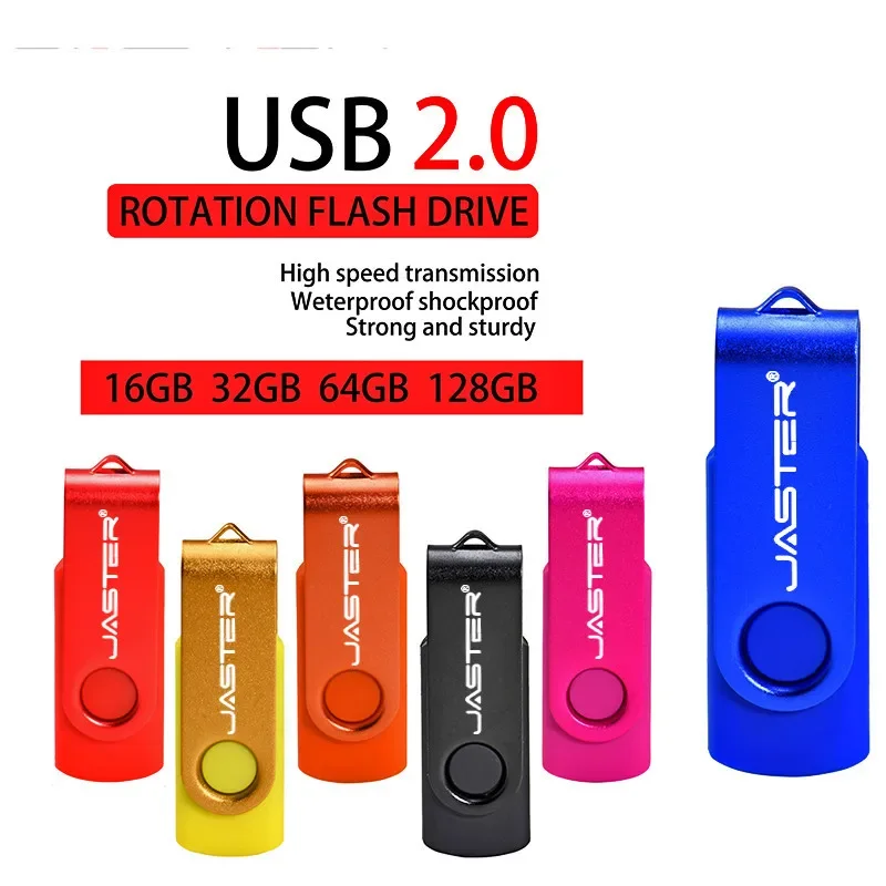 Fashion Rotatable USB 2.0 Flash Drives 64GB 32GB Pen Drive Free Customized Logo Black Waterproof Business gift Pendrive U disk