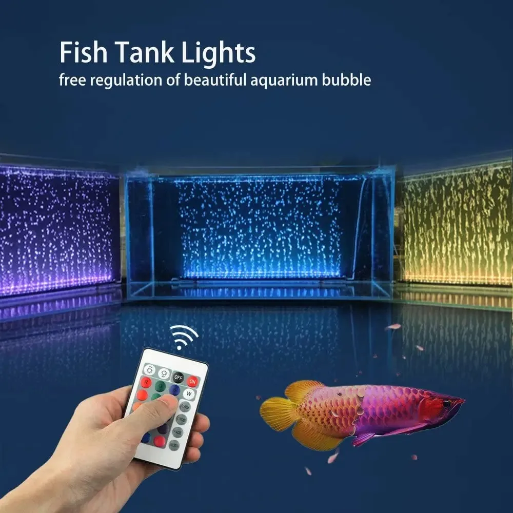 Submersible Aquarium Light,Fish Tank Light with Bubble Hole,RGB Color Changing, 4 Modes,Remote Control Lamp for 36 