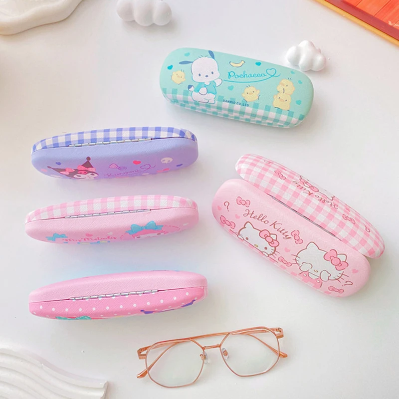 Sanrio Hello Kitty Cinnamoroll Kuromi Glasses Case Myopia Glasses Storage Box Anime Kawaii Cute Creative Travel Portable Girls