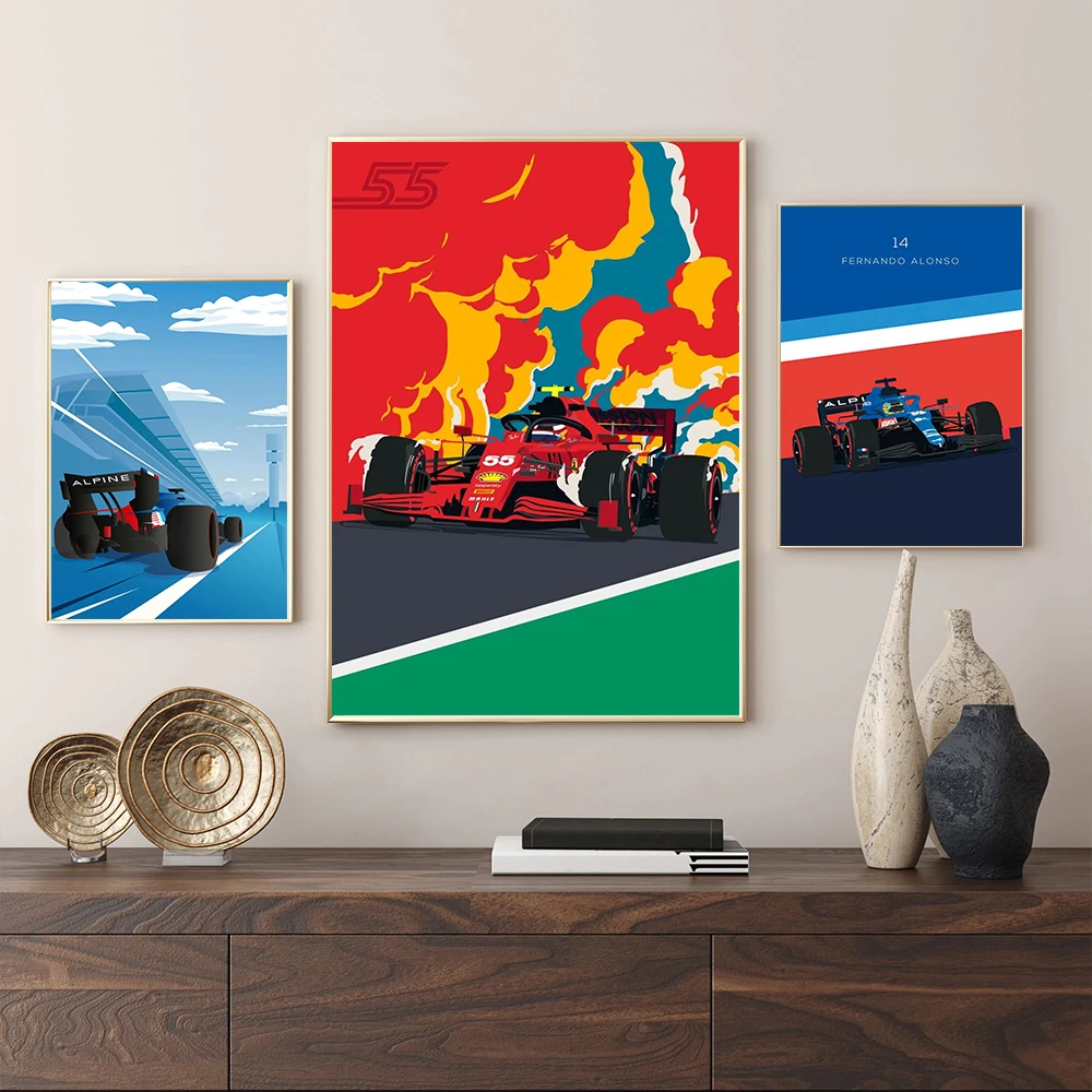 Fernando Alonso F1 Poster Formula 1 Race Canvas Painting Print Modern Modular Wall Art Picture For Living Room Home Decoration