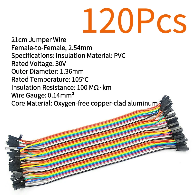 40-Pin Colorful Ribbon Jumper Wires (Male-Female) – 10/20/30/40cm