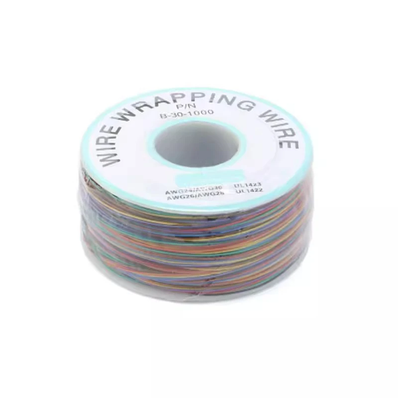 8 Colors 30AWG Wire Wrapping Wire B-30-1000 UL1423 0.25mm Tinned Copper Solid PVC insulation Cable Jumper Insulation 250m