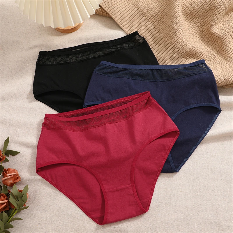 Cotton Transparent Lace Women Seamless Panties Low Waist Women Panties Breathable Underwear Soft Hollow Out Briefs Girls S-XXXL