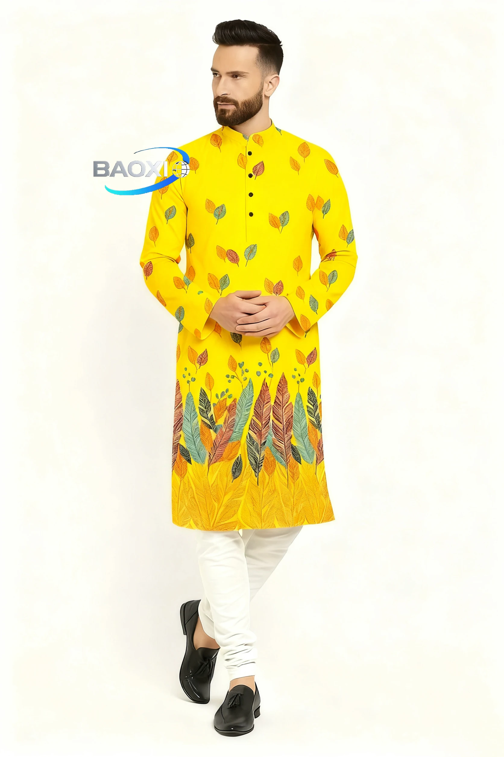 2026Men's printed long robe with various patterns, kurta vardha, fashionable and comfortable fit, suitable for all occasions