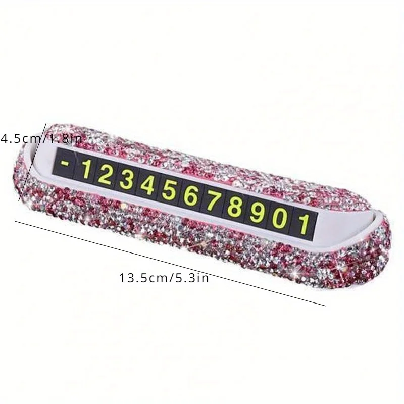 1Pc Women Car Temporary Parking Card Glittering Hidden Phone Number Plate Auto Park Stop Accessory