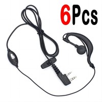 6pcs Baofeng PTT Earpiece Headset For Baofeng UV-5R UV-82 BF-888S GT-3 UV-S9 Walkie Talkie Two Way Radio