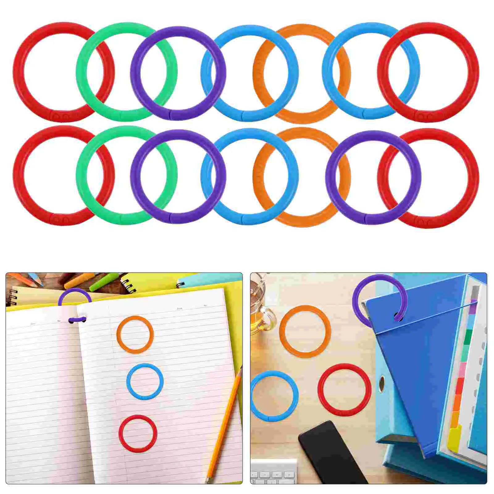 100 Pcs Color Ring Binder Snap Document Key Chains Crafts Loose Leaf Book Keychains Notebook