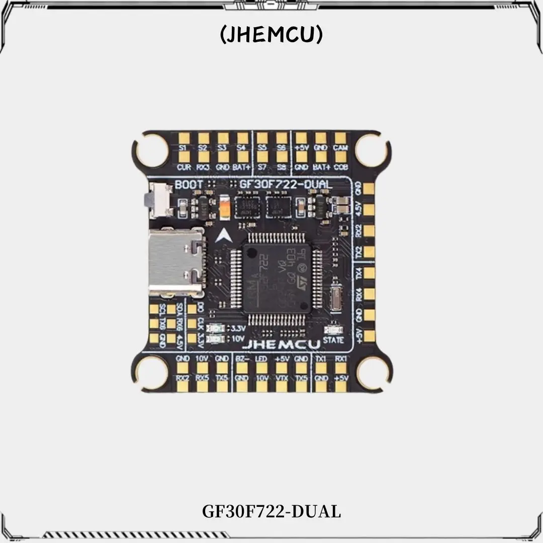 JHEMCU GF30F722-Dual F722 Flight Controller Double BEC Double Gyro 3-6S Lipo 30.5*30.5mm for RC FPV Freestyle Drone