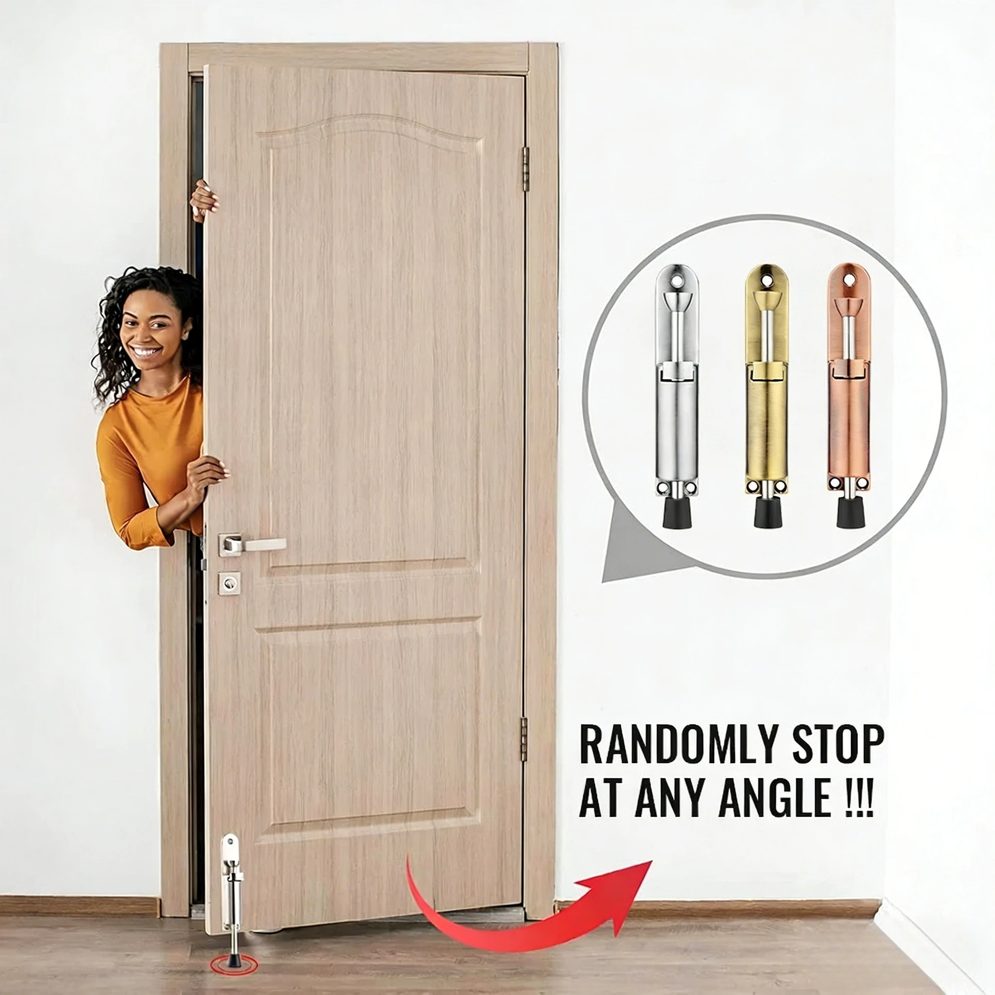 1 PC Kickdown Door Stop Zinc Alloy Easy Step Door Stopper Heavy Duty Rubber Foot Kickdown Door Holder Randomly Stop Hardware