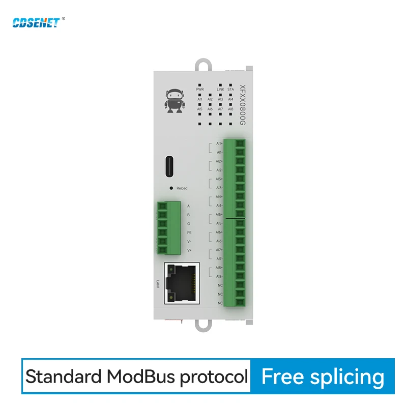 8AI Differential Current 0-20mA/4-20mA/±20mA Remote IO Module RS485 Ethernet CDSENET M31-XFXX0800G Modbus Easy Expansion DC9-36V