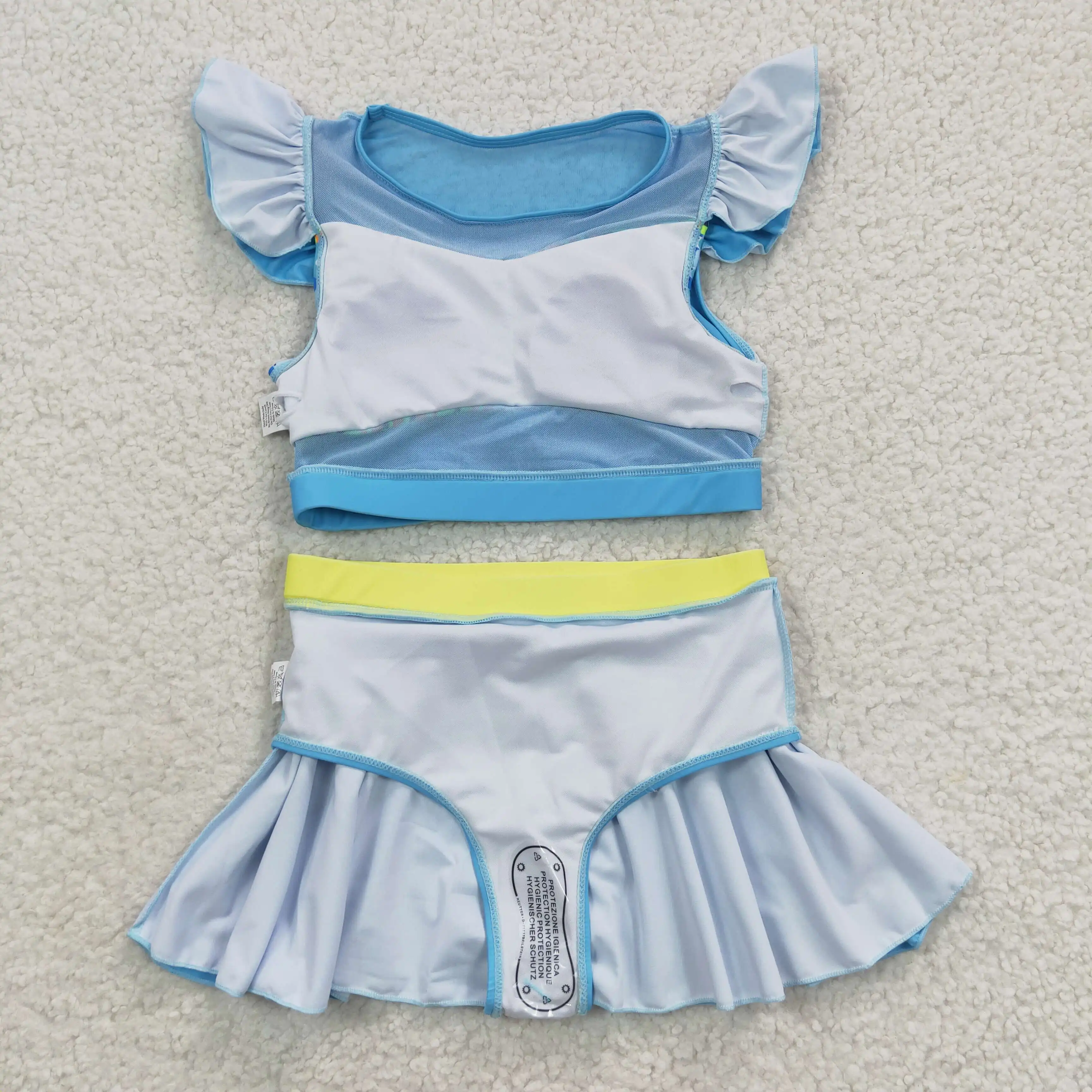 

L​atest Trend RTS Wholesale Summer Baby Toddler 2PCS Beach Sets Girls Blue Swim Suits Kids Swimwear