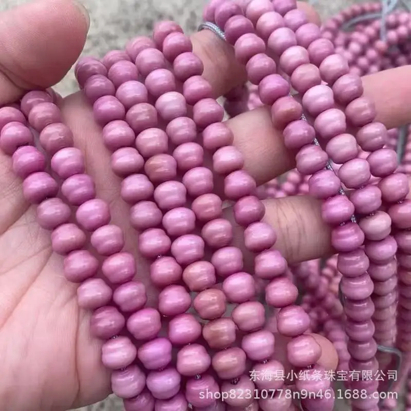 Pink Ridge Bodhi Gourd Multi-Strand 108- Beads, Handmade Bracelet Material, Buddhist Prayer Bead Chai