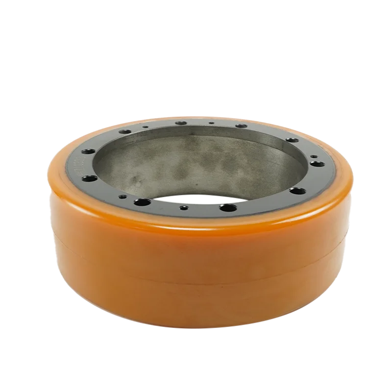 Steel Rimmed Rubber Bandaged PU Drive Wheel for Forklift Truck 250mm Diameter 80mm Width 175mm with 10 Holes