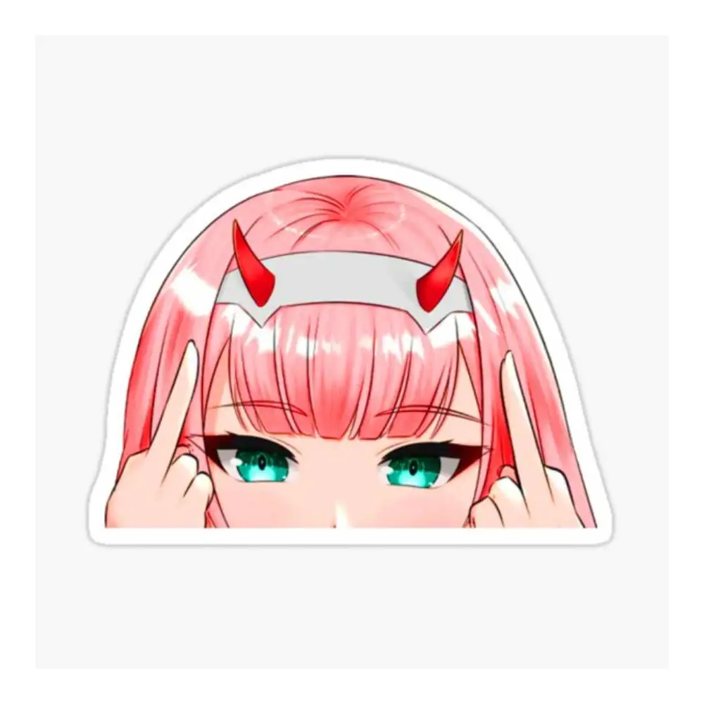 Zero Two Peeker Sticker Car Window Bumpers Die-cut Vinyl Stickers Decorative Accessories