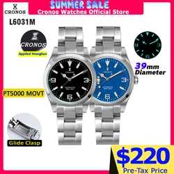 Cronos EX Diver Mechanical Men Watch 39mm Automatic PT5000 Sapphire Glass Bushed Bracelet Glide Clasp 10ATM L6031