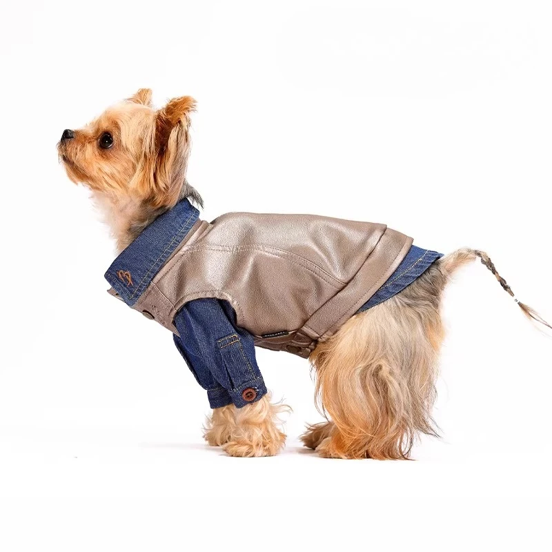 Pu Leather Jacket Locomotive Tooling Cool and Handsome Style Anti Dirty You Can Stack It and Wear It with Pet Clothes