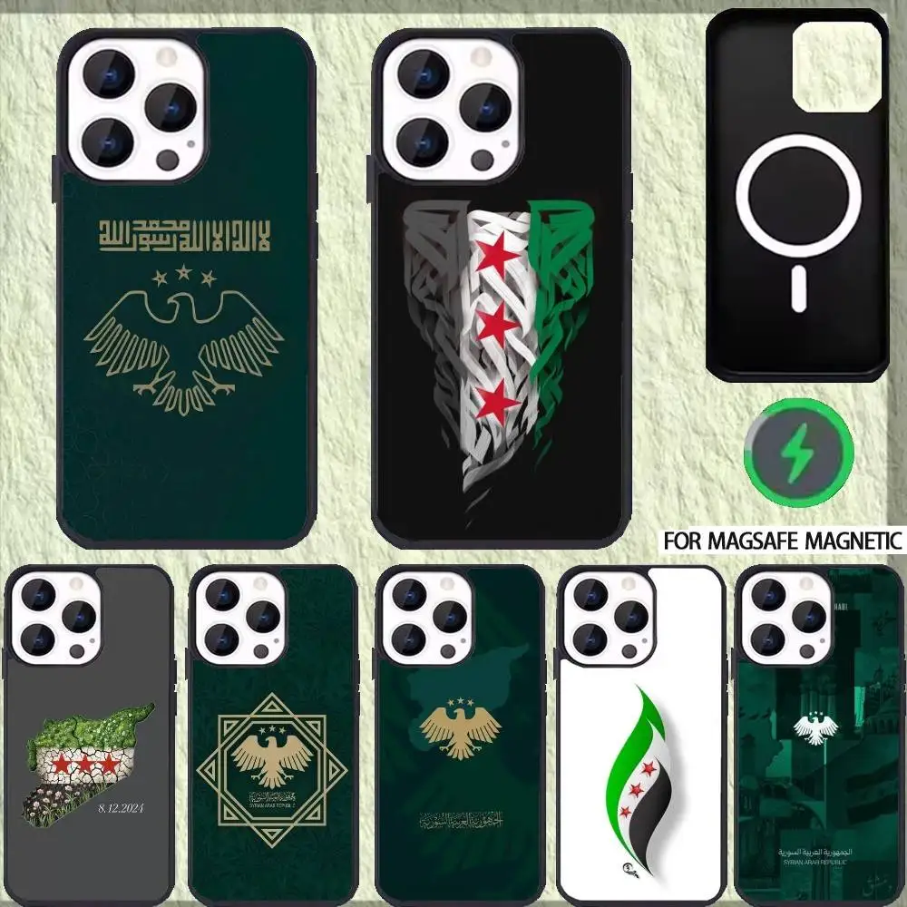 

Syria Syrian Flag National Emblem LOGO Phone Case For iPhone 17,16,15,14,13,12,Plus,Pro,Max For Magsafe Magnetic Wireless Charge