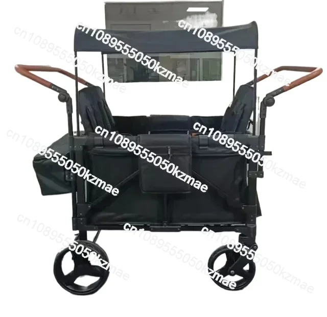 

Suitable for children's camping, 4-seater stroller folding cart with roof, beach and travel