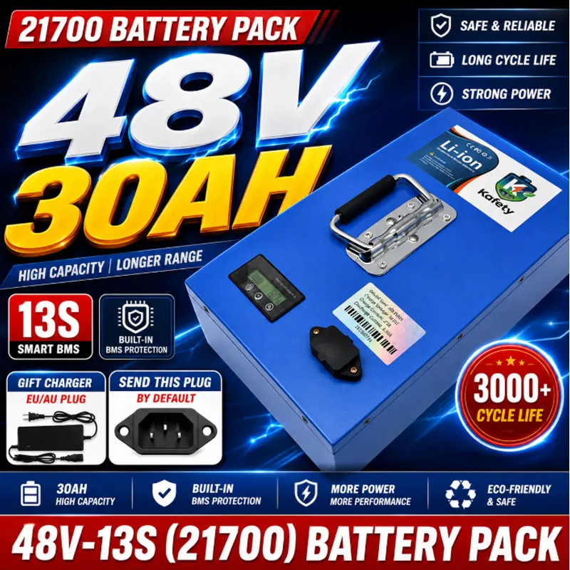 Image of EU-Lokallager 48V 30AH 21700 Lithium-Batteriepack Neue Volle Kapazität 250-2000W E-Bike Elektroroller Batterie Lokaler Versand aus Polen-Lager