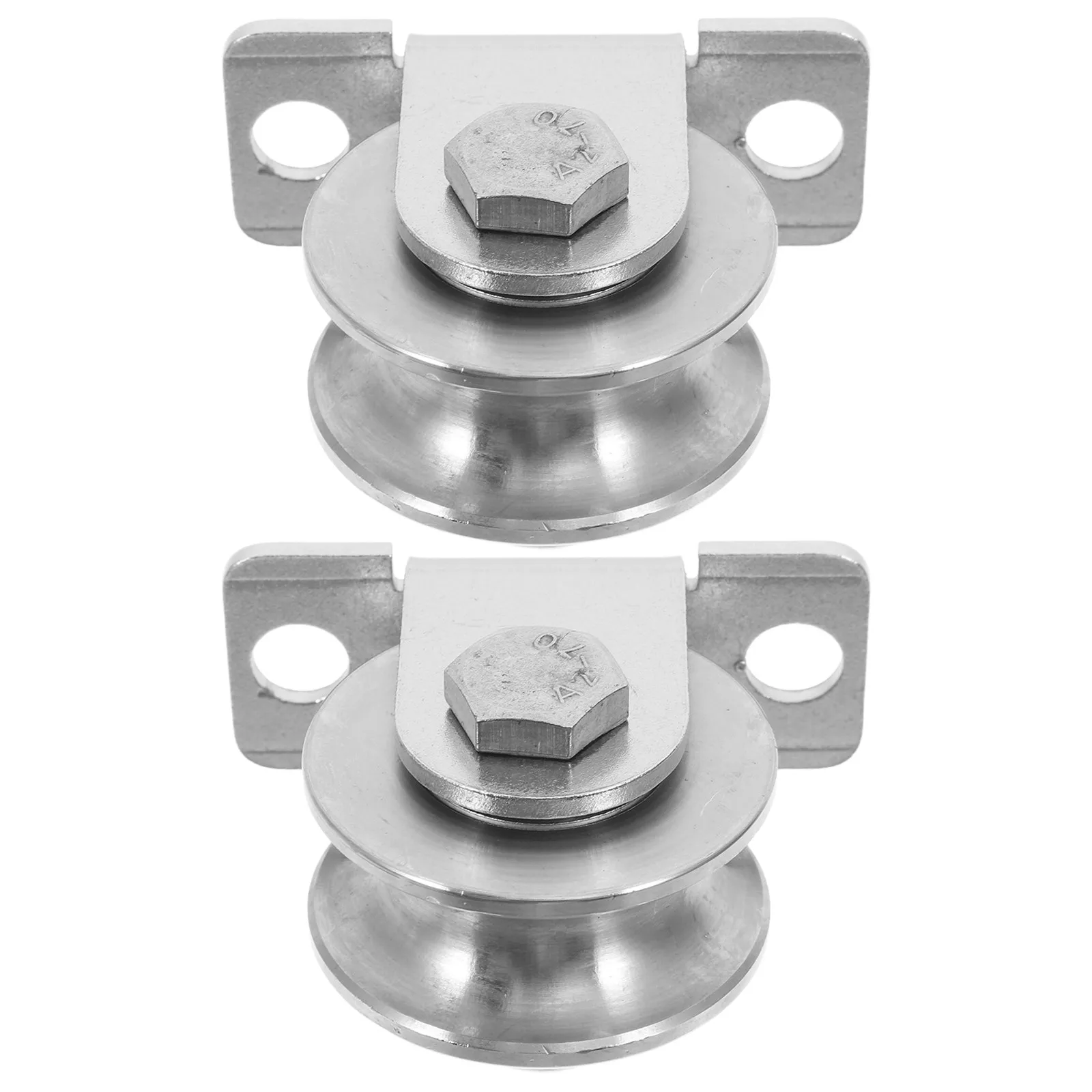 2Pcs Stainless Steel Cable Pulley Wheels Wall Mounted Heavy Duty Smooth Groove Pulley Lifting Sliding Door Set