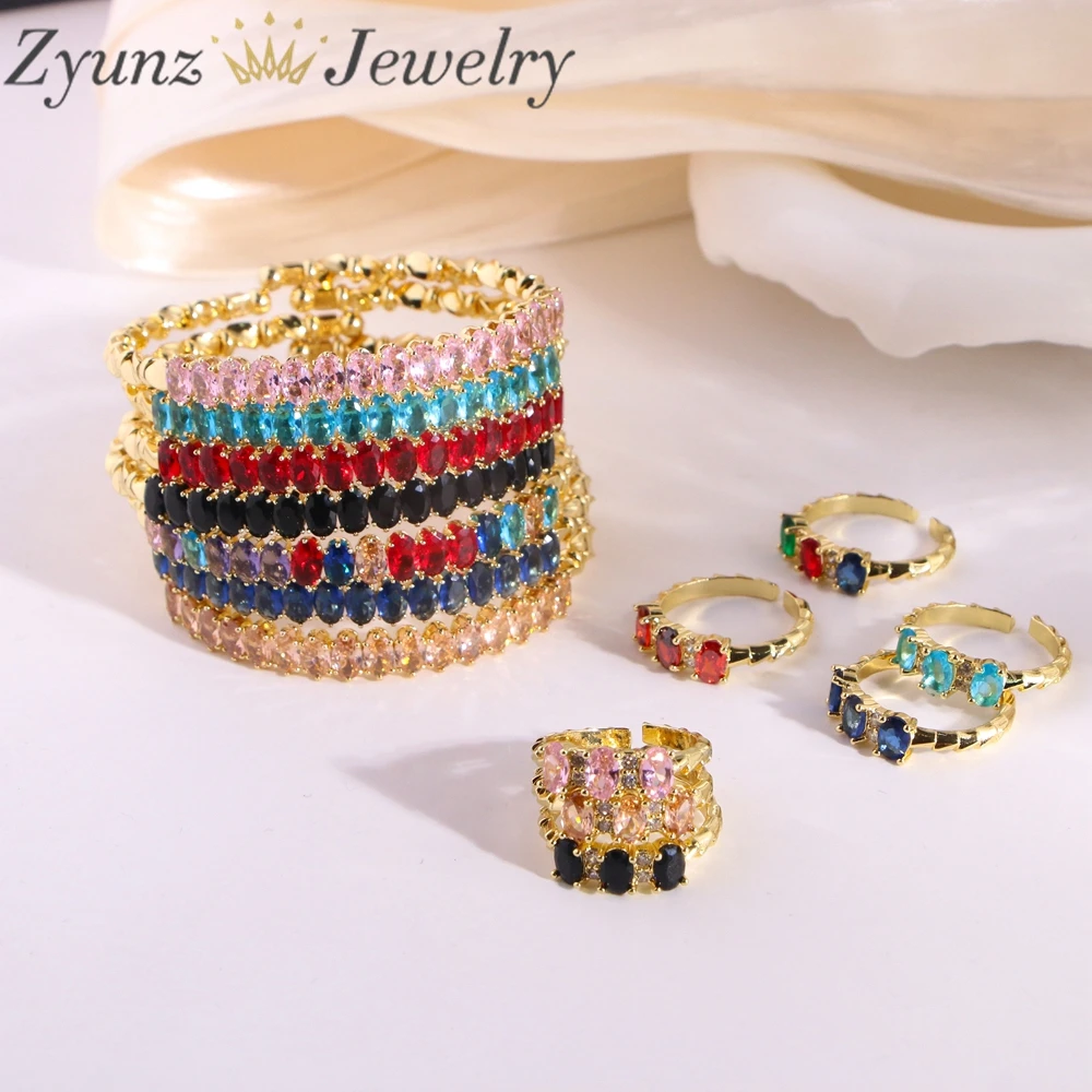 5 Sets, Women's High Quality Bracelet Ring Set Zircon Luxury Classic Fashion Jewelry