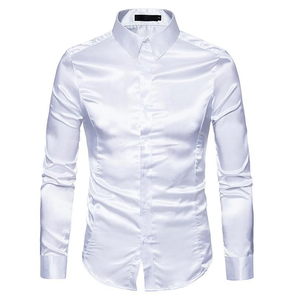 

Stylish Men's Satin Luxury Dress Shirt Collared Slim Fit Unique Style for Formal and Casual Wear in Every Season