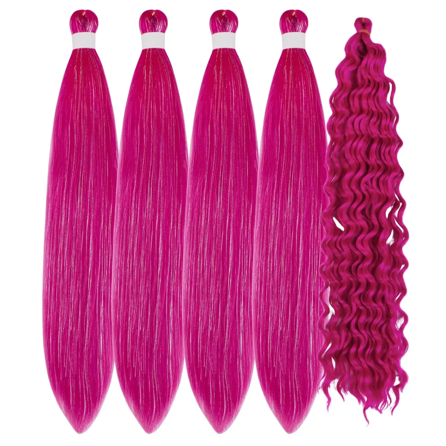

Pre-Stretched Glitter Tinsel Braiding Hair, 26" Boho Braids Set, Hypoallergenic & Non-Toxic, 5 Packs