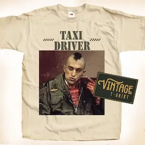 Taxi Driver V3 T shirt Tee Natural Vintage Cotton Movie Poster Beige All Sizes