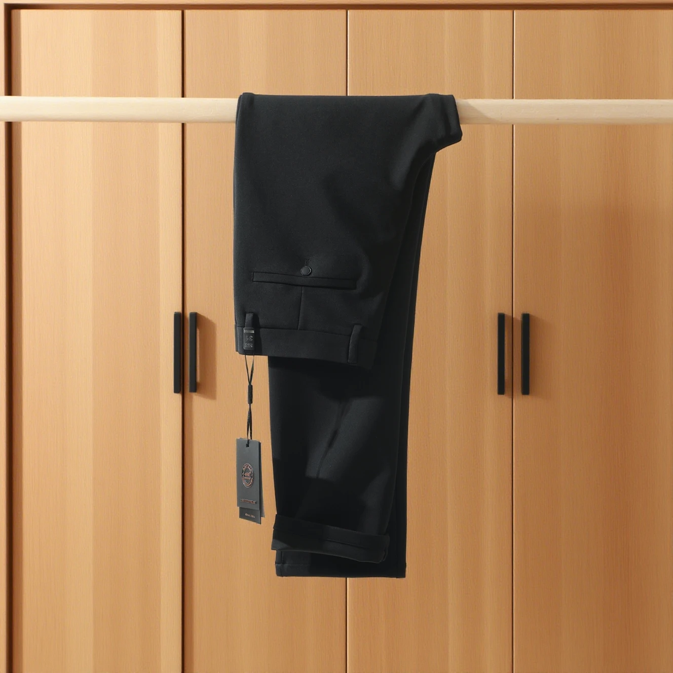 

High Quali Anti-Wrinkle Busin Commuter Men's Casual Straight Leg Pants Elastic Drapey Polyester Nylon Spandex Blend