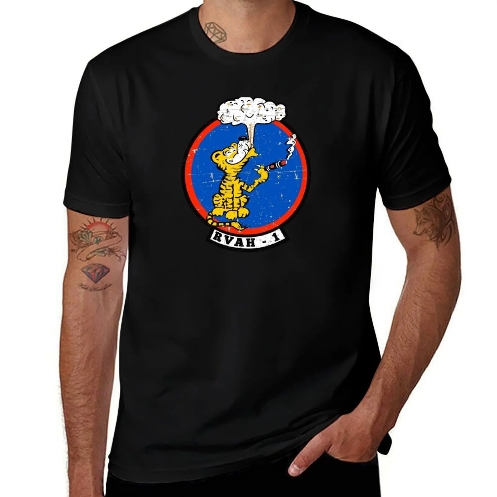 USN - RVAH-1 - Reconnaissance Attack (Heavy) Squadron - Grunge Style T-Shirt Novelty Print Casual Tee Shirt
