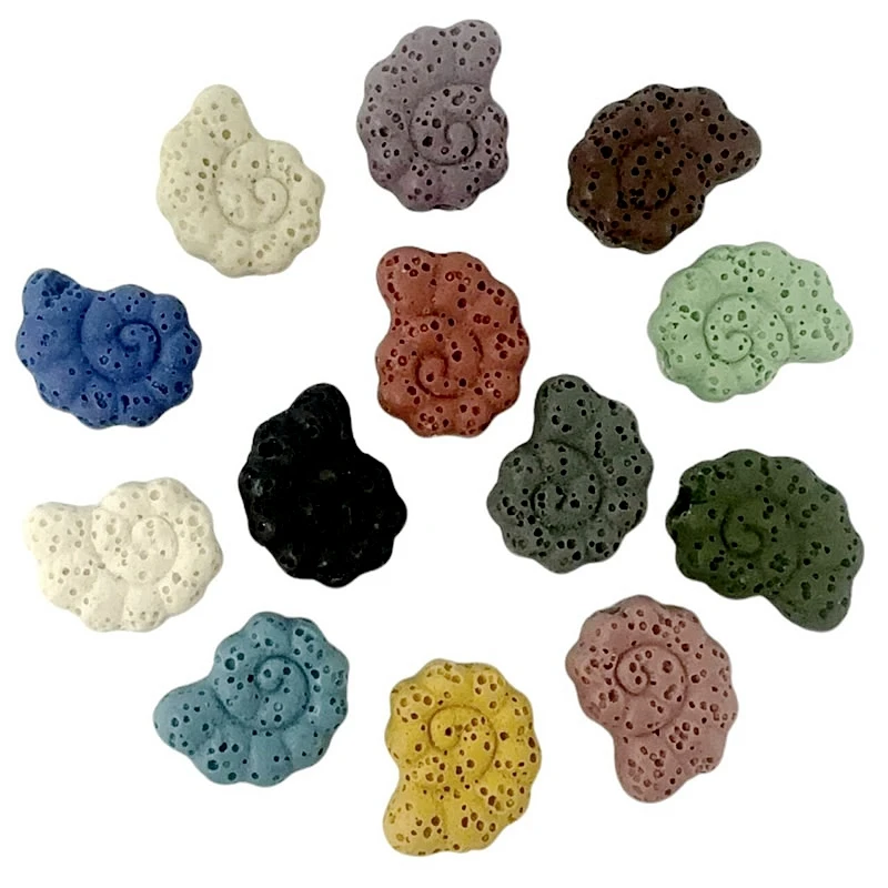 13X16MM Natural Stone Colored Volcanic Lava Conch Shape Loose Interval Beads DIY Bracelet Necklace Jewelry Accessories Wholesale