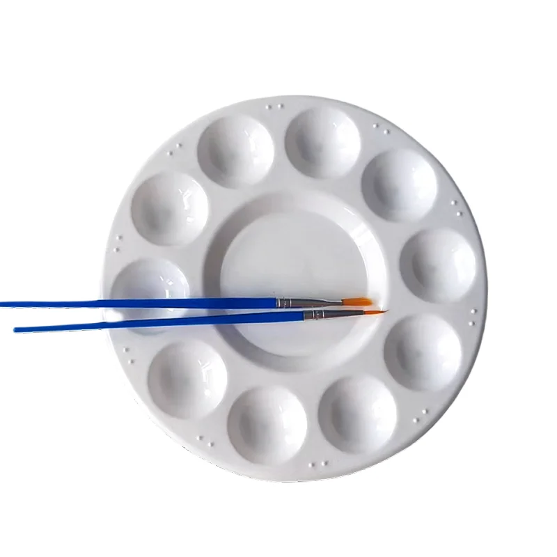 Round white palette Acrylic paint four-piece pointed flat brush set Palette