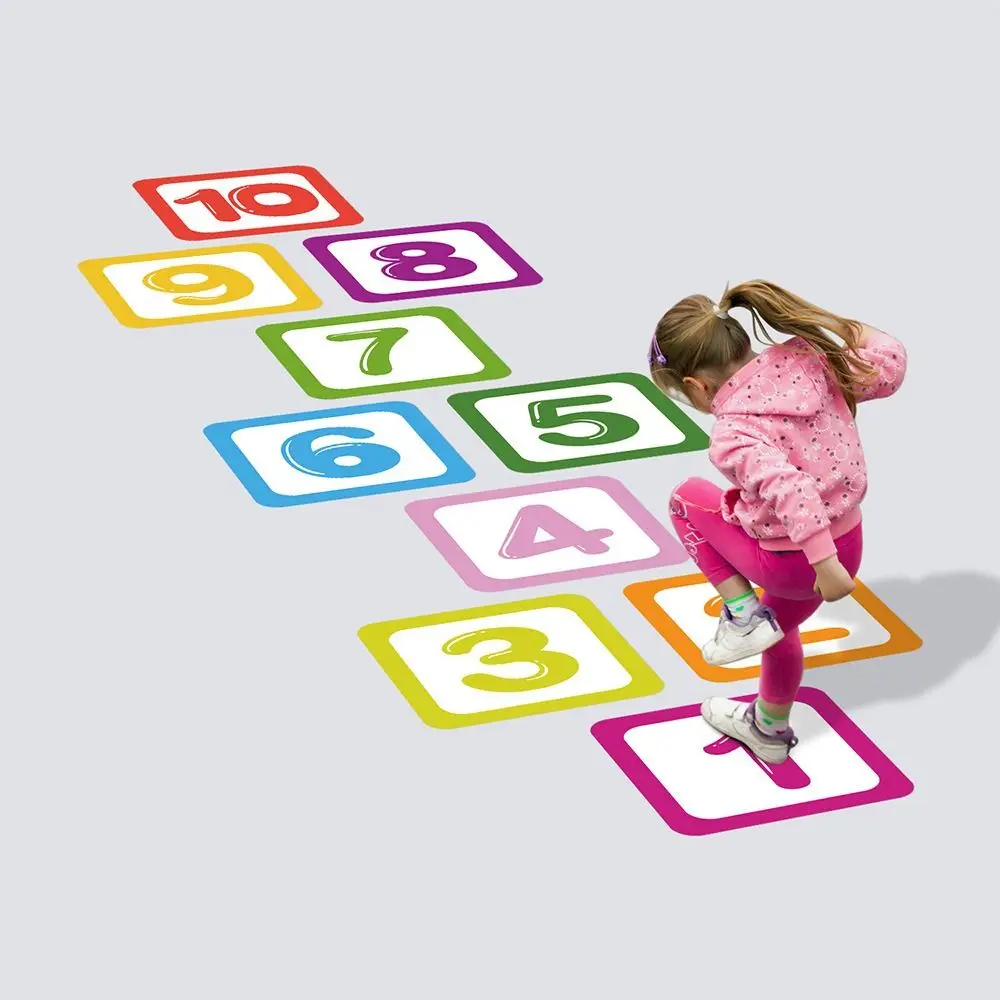 Multicolor Hopscotch Floor Stickers Parent-child 10/15/20cm Lattice Number Game Decals Self-adhesive Waterproof
